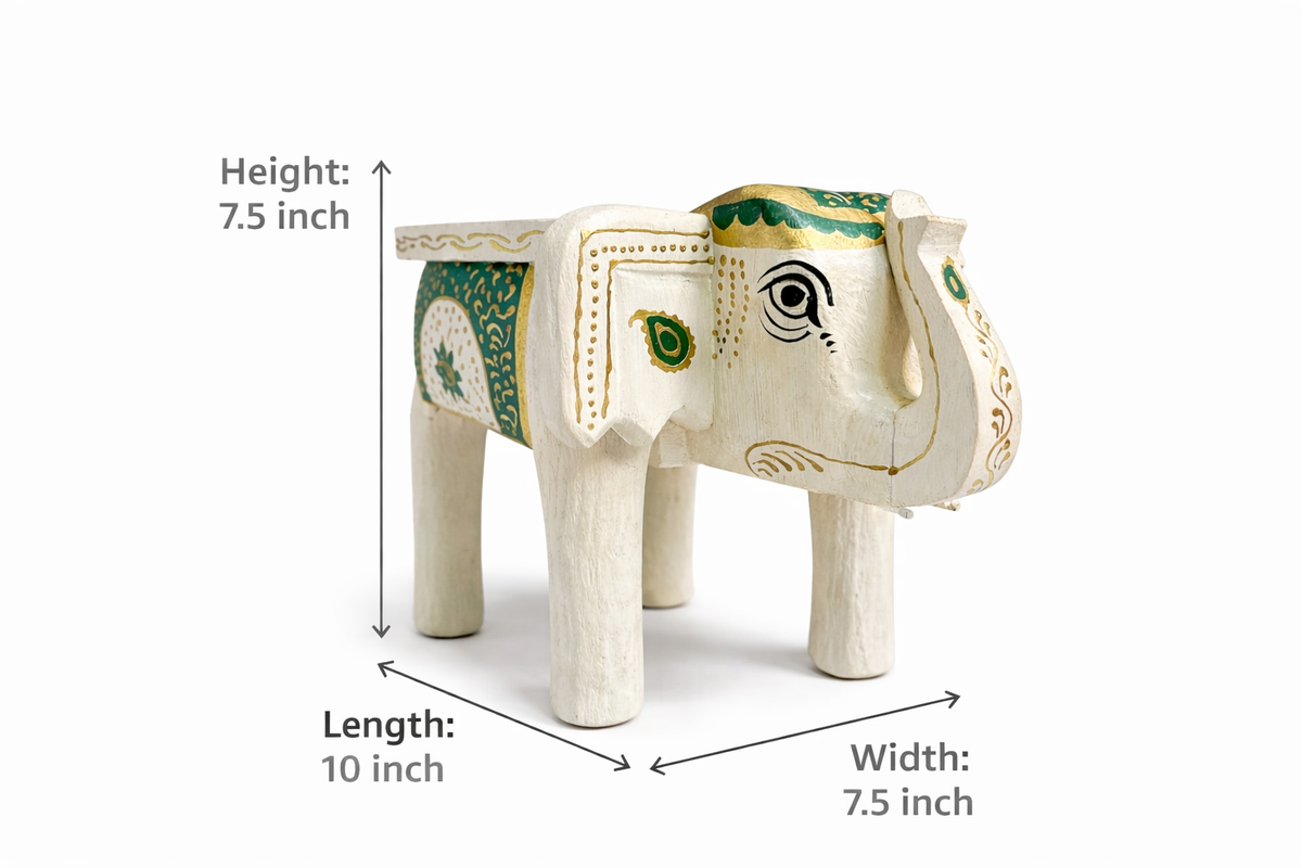 Handpainted Wooden Elephant Side Table