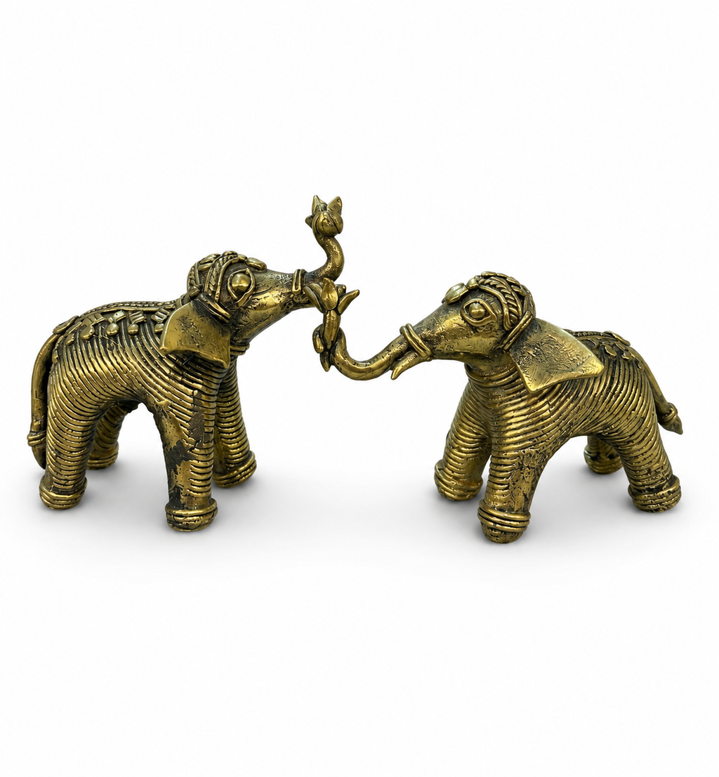 Dhokra Elephant with Lotus Décor Figurine