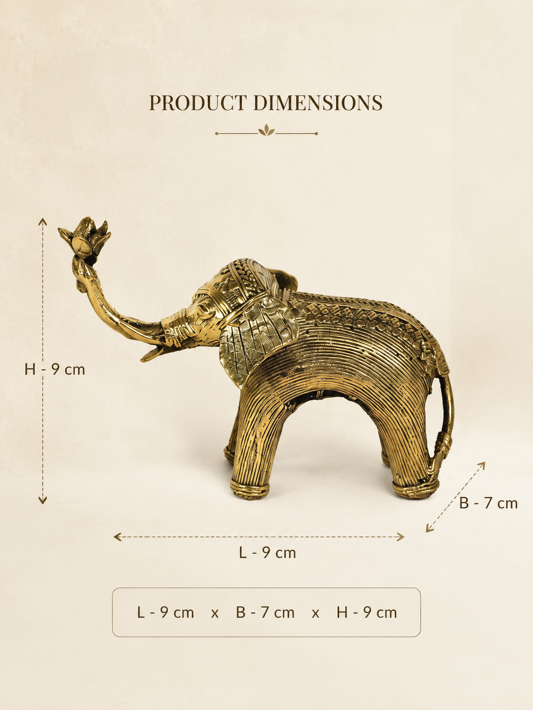 Dhokra Elephant with Lotus Décor Figurine