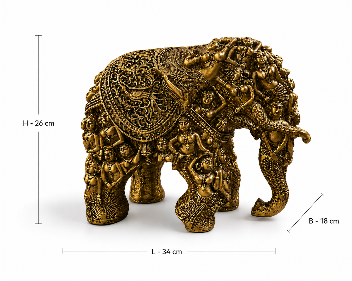 Ornate Elephant Showpiece with Antique Metal Finish