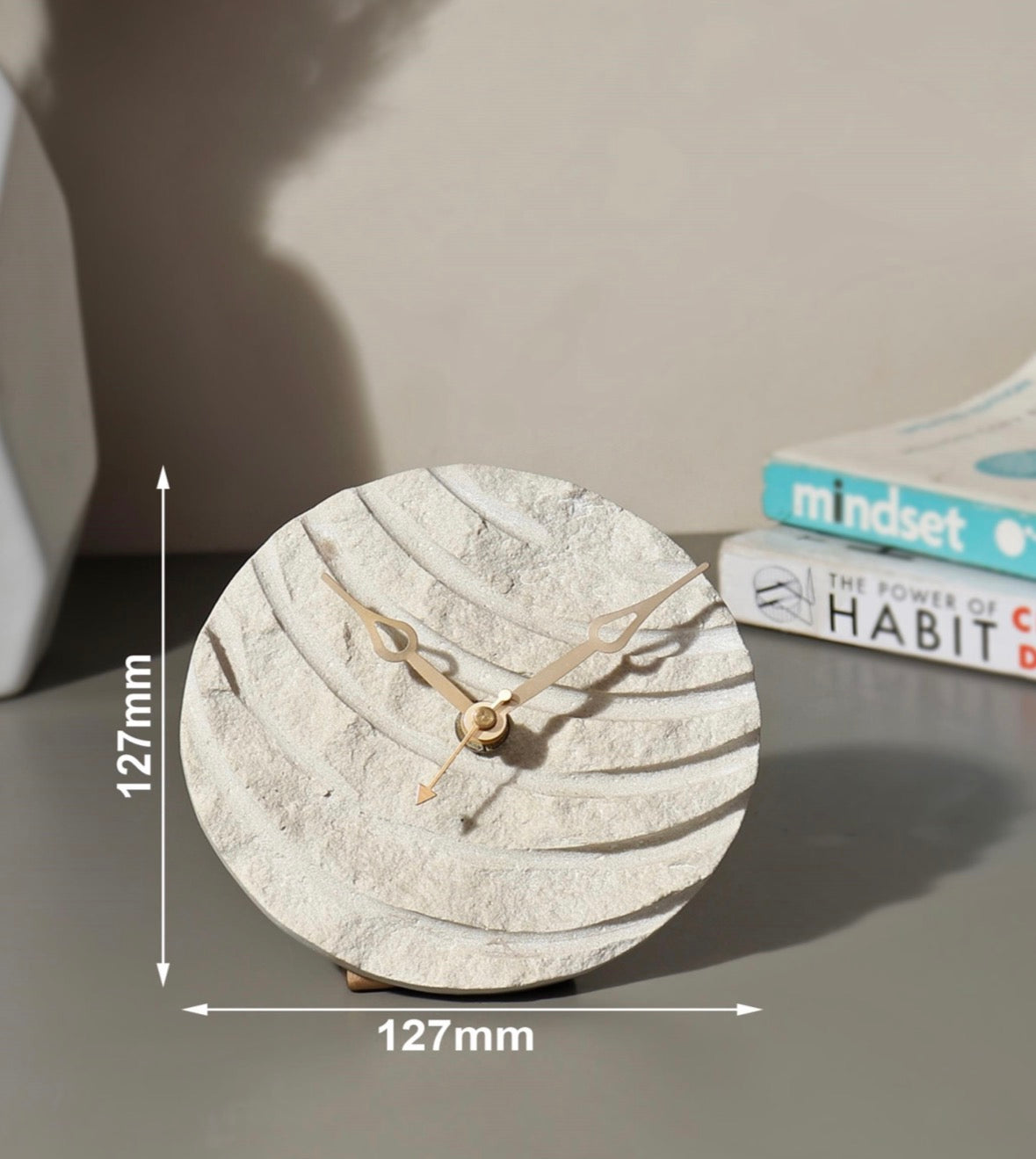 Hand-Carved Sandstone Table Clock