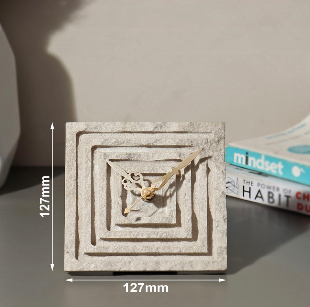 Hand-Carved Sandstone Table Clock
