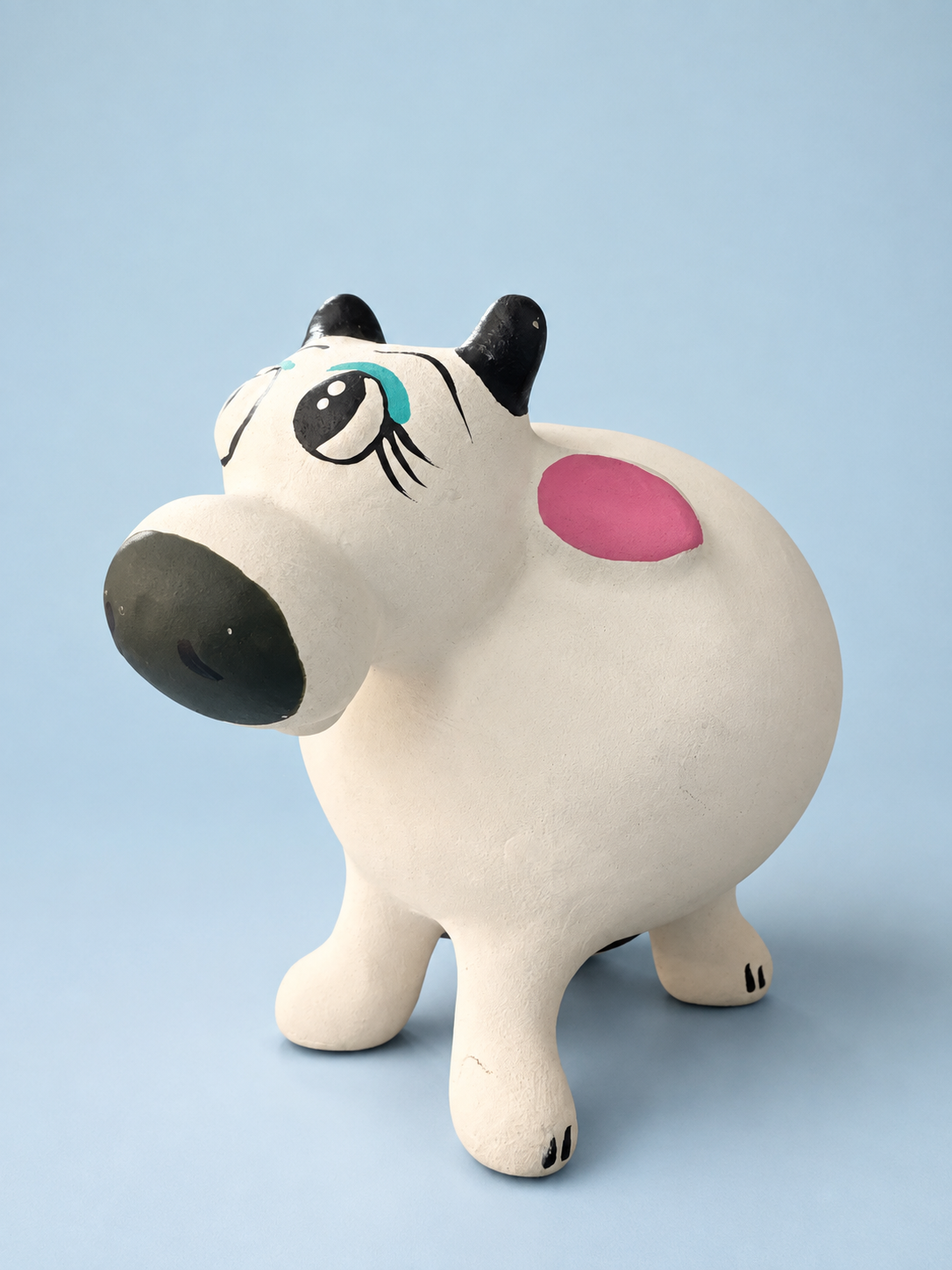 Handpainted Cow Terracotta Piggy Bank