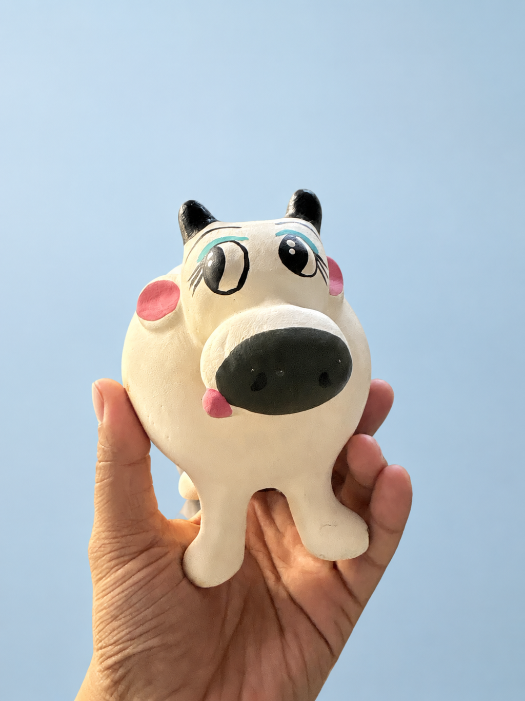 Handpainted Cow Terracotta Piggy Bank