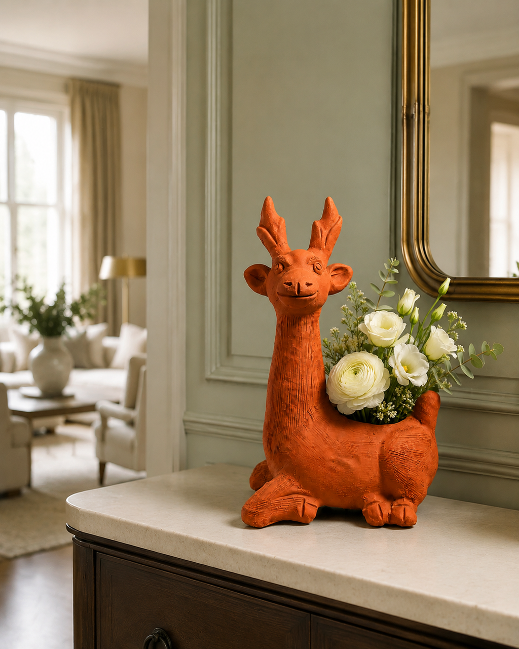 Handcrafted Terracotta Deer Planter