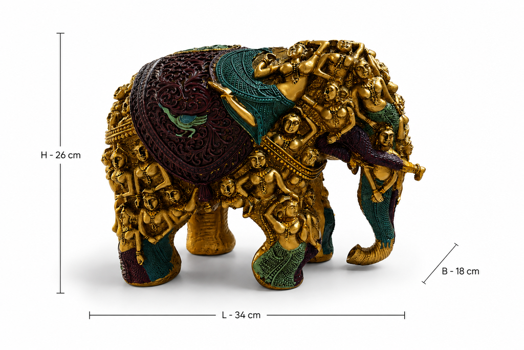 Ornate Elephant Showpiece with Antique Metal Finish