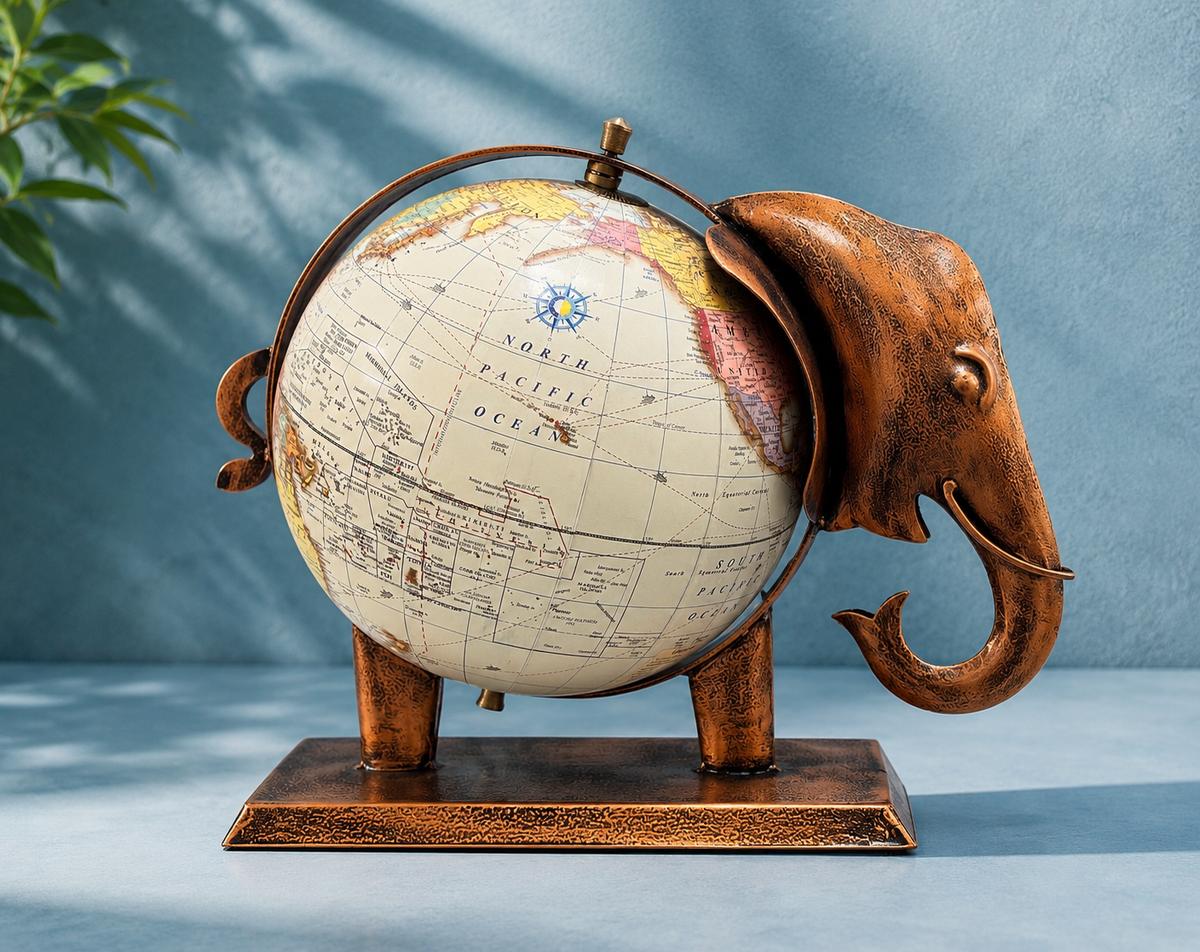 Elephant World Globe Table Décor