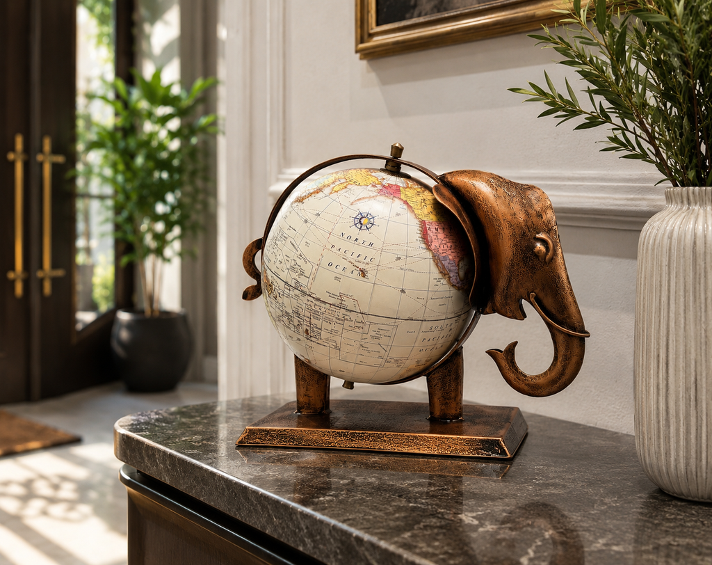 Elephant World Globe Table Décor