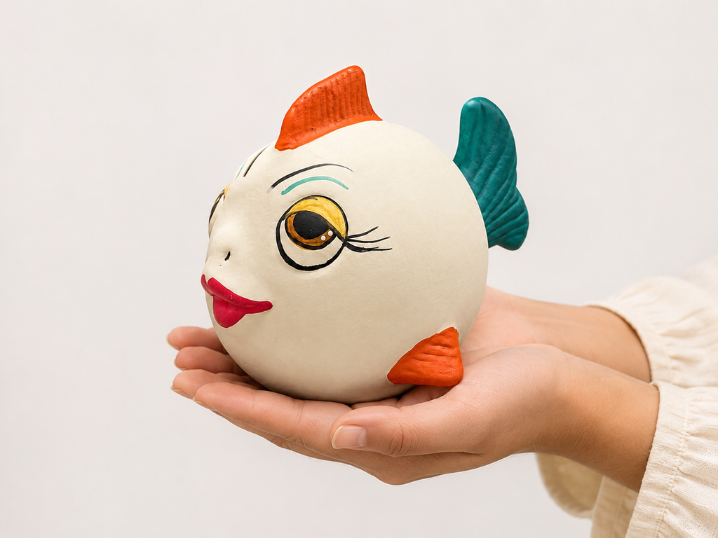 Handpainted Fish Terracotta Piggy Bank