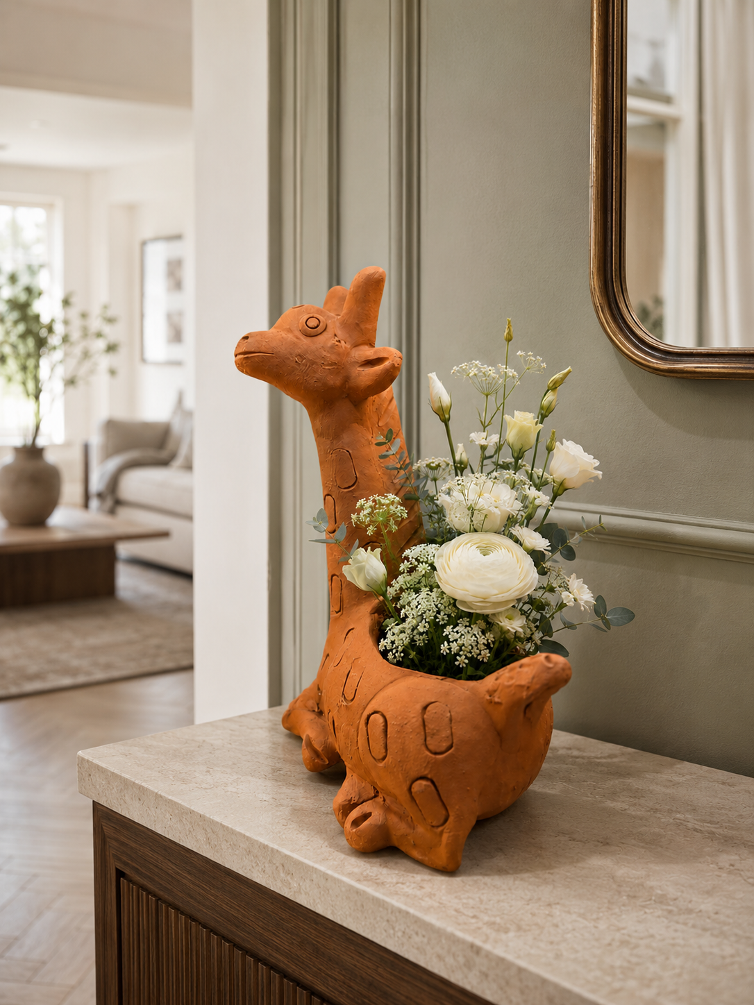 Handcrafted Terracotta Giraffe Planter