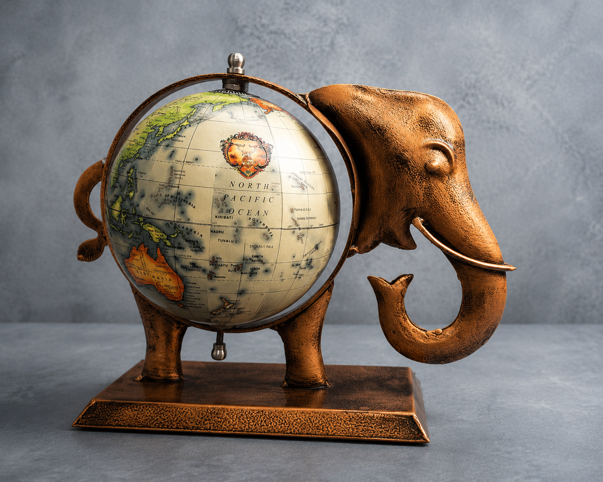 Elephant World Globe Table Décor
