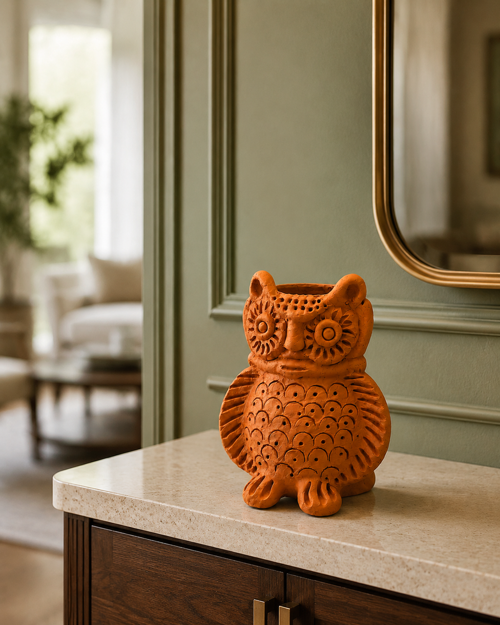 Handcrafted Terracotta Owl Planter