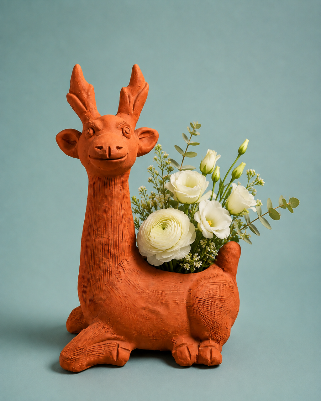Handcrafted Terracotta Deer Planter