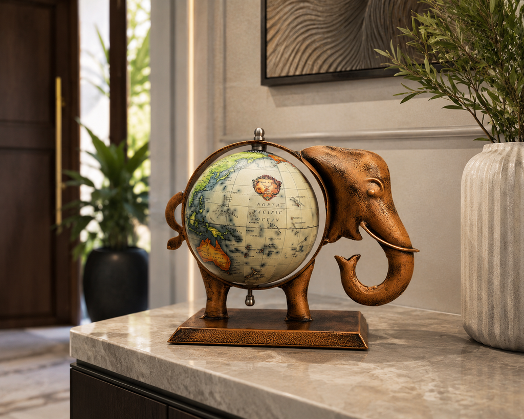 Elephant World Globe Table Décor