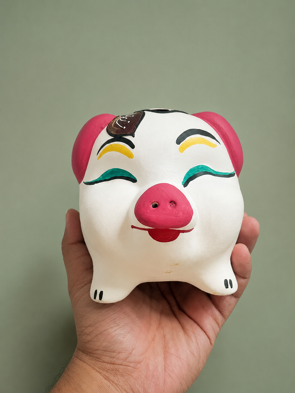 Handpainted Pig Terracotta Piggy Bank