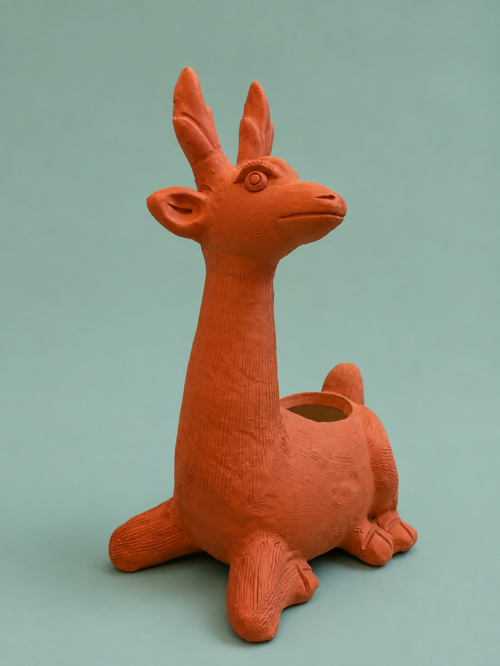 Handcrafted Terracotta Deer Planter